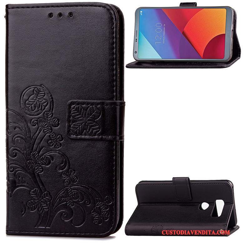 Custodia Lg V30 Pelle Supporto Anti-caduta, Cover Lg V30 Protezione Blu Ornamenti Appesi