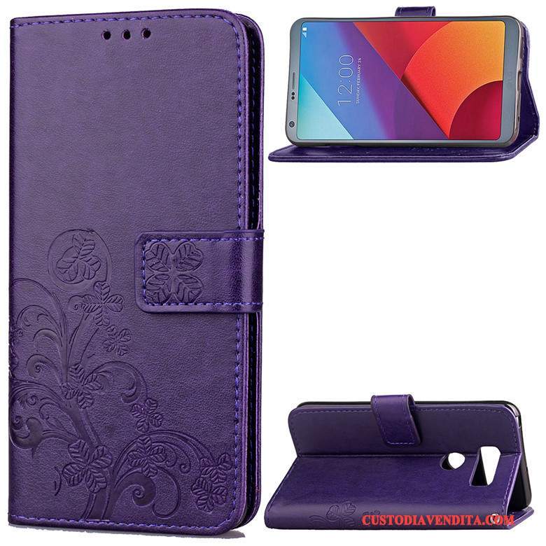 Custodia Lg V30 Pelle Supporto Anti-caduta, Cover Lg V30 Protezione Blu Ornamenti Appesi