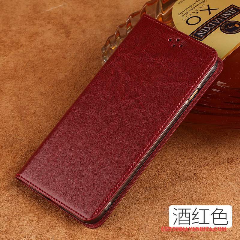 Custodia Lg V30 Protezione Lussotelefono, Cover Lg V30 Pelle Vino Rosso Marchio Di Tendenza