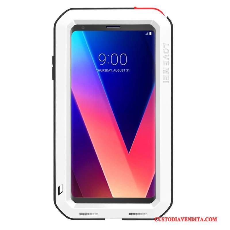 Custodia Lg V30 Protezione Tutto Incluso Nero, Cover Lg V30 Anti-caduta Metallo