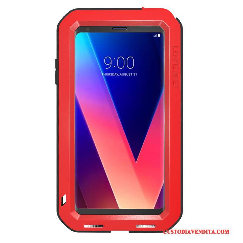 Custodia Lg V30 Protezione Tutto Incluso Nero, Cover Lg V30 Anti-caduta Metallo