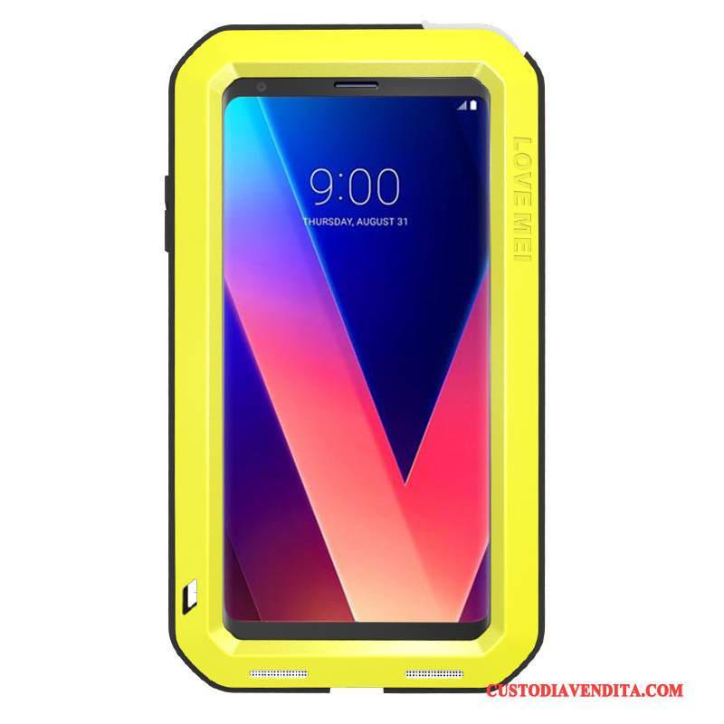 Custodia Lg V30 Protezione Tutto Incluso Nero, Cover Lg V30 Anti-caduta Metallo