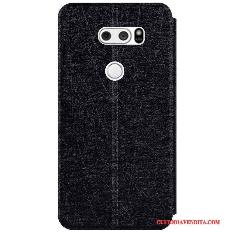 Custodia Lg V30 Protezione Tutto Incluso Supporto, Cover Lg V30 Pelle Blu Colore