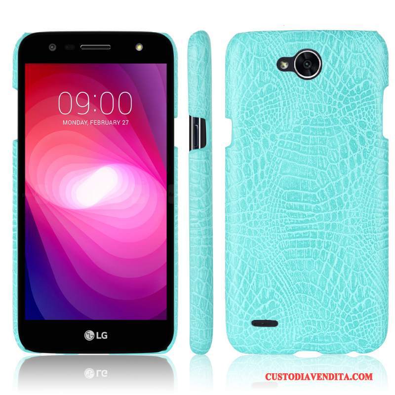 Custodia Lg X Power 2 Pelle Blu Chiaro Modello Coccodrillo, Cover Lg X Power 2 Protezione Nuovotelefono