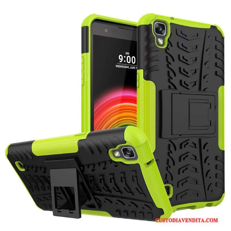 Custodia Lg X Power Creativo Telefono Tre Difese, Cover Lg X Power Protezione Verde Supporto