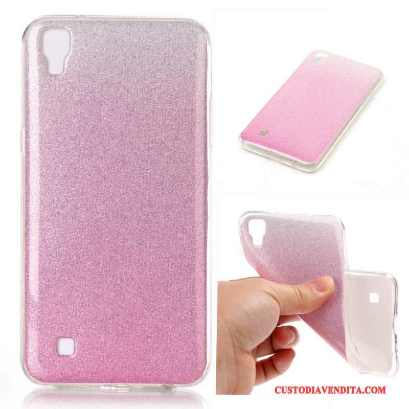 Custodia Lg X Power Silicone Rosa Gradiente, Cover Lg X Power Protezione Telefono Porpora