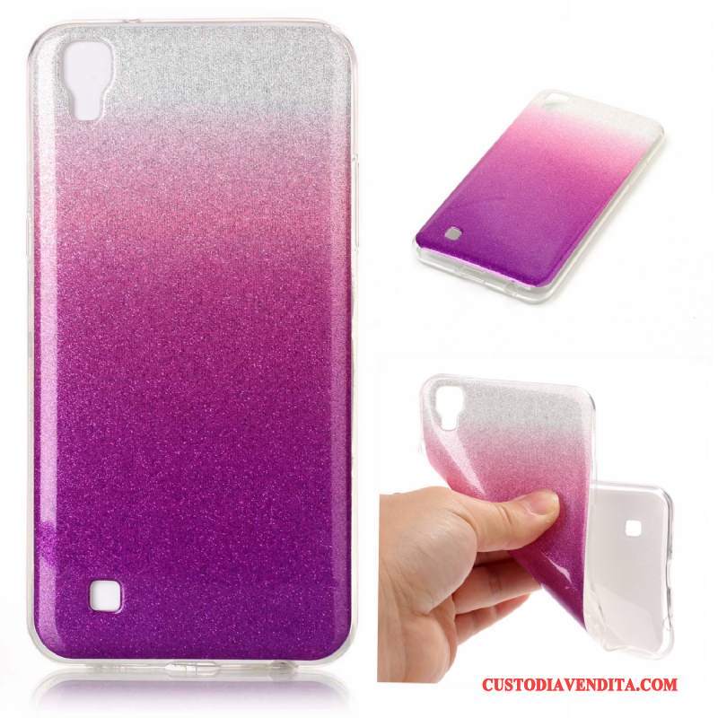 Custodia Lg X Power Silicone Rosa Gradiente, Cover Lg X Power Protezione Telefono Porpora