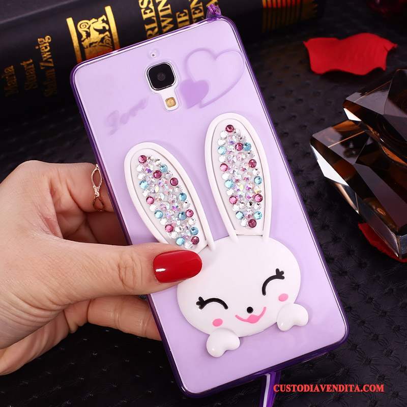 Custodia Mi 4 Cartone Animato Piccolatelefono, Cover Mi 4 Silicone Porpora Ornamenti Appesi