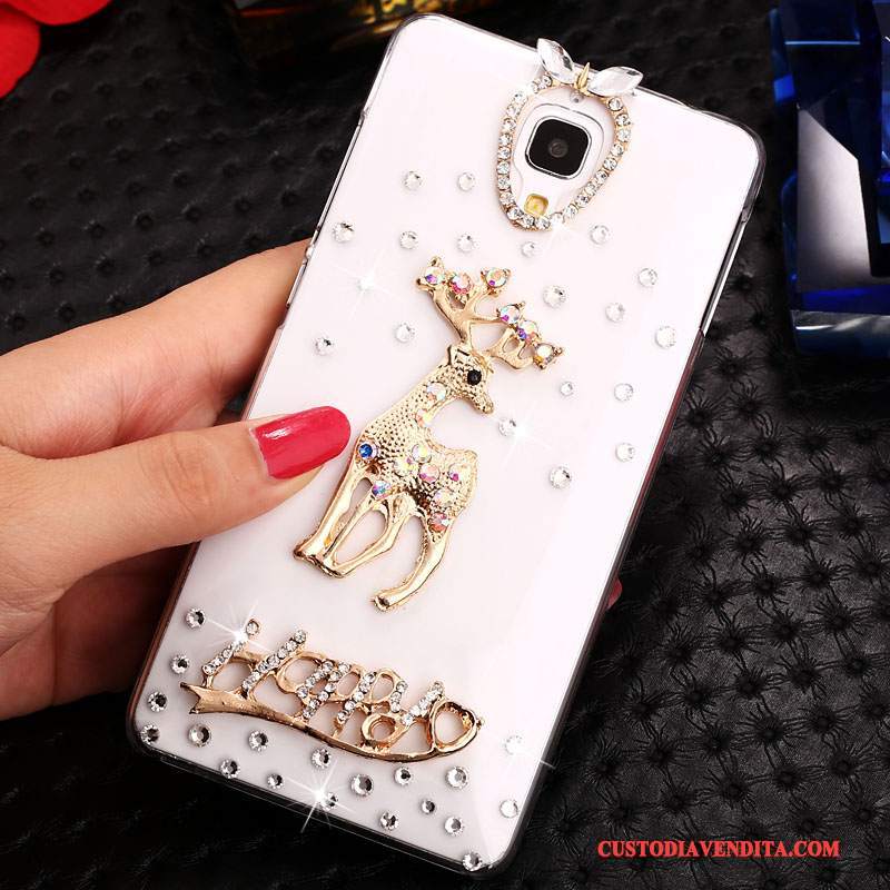 Custodia Mi 4 Cartone Animato Tendenza Bianco, Cover Mi 4 Strass Trasparente Piccola