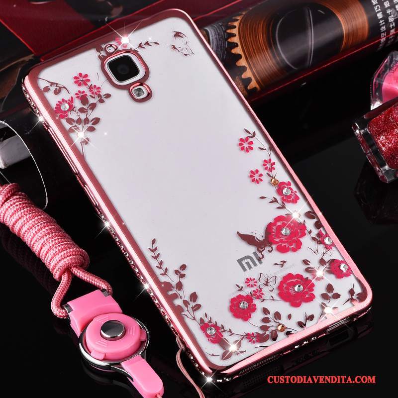 Custodia Mi 4 Silicone Ornamenti Appesi Trasparente, Cover Mi 4 Protezione Piccola Rosa