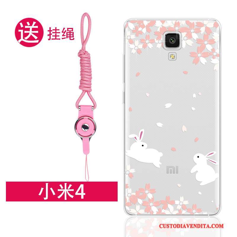 Custodia Mi 4 Strass Morbido Rosa, Cover Mi 4 Protezione Piccola Tendenza