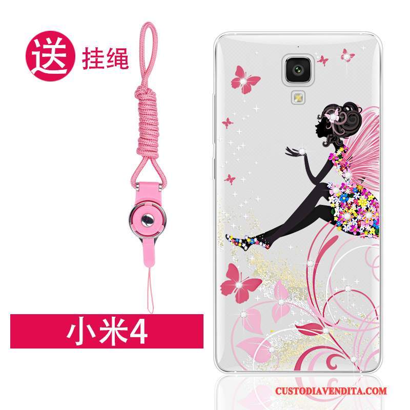 Custodia Mi 4 Strass Morbido Rosa, Cover Mi 4 Protezione Piccola Tendenza