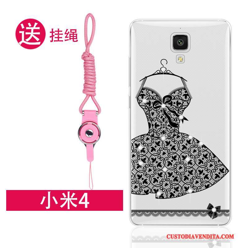 Custodia Mi 4 Strass Morbido Rosa, Cover Mi 4 Protezione Piccola Tendenza