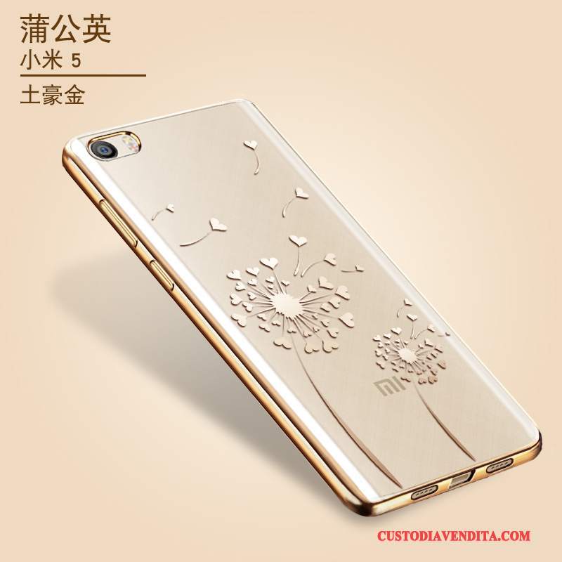 Custodia Mi 5 Silicone Telefono Sottile, Cover Mi 5 Protezione Oro Piccola