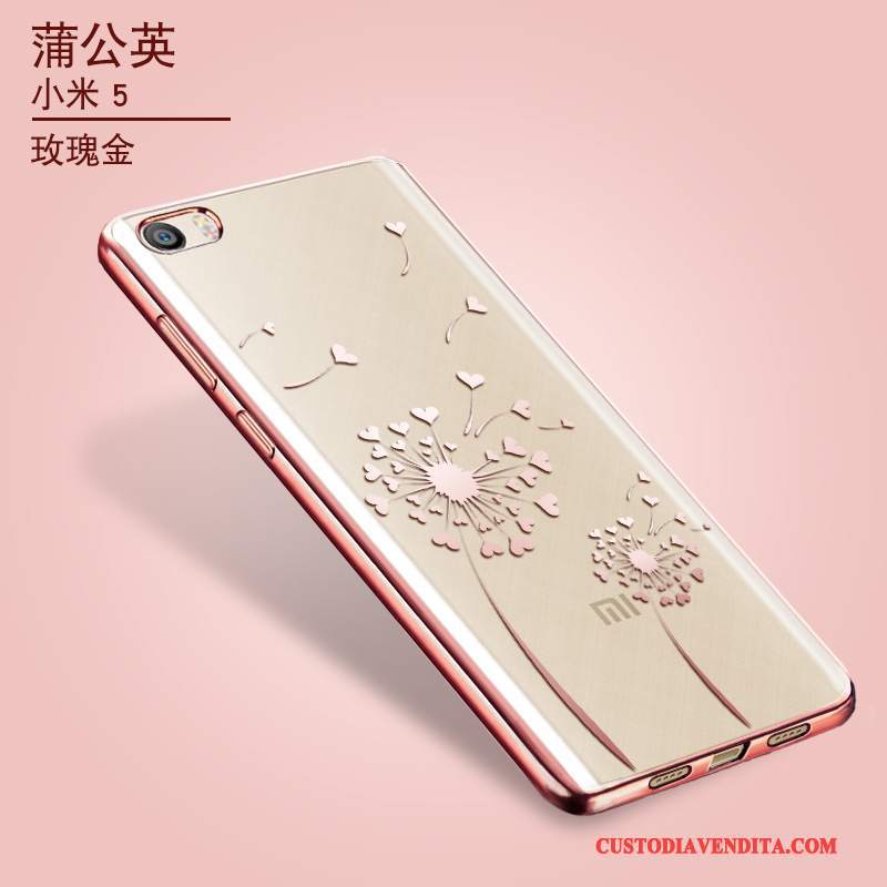 Custodia Mi 5 Silicone Telefono Sottile, Cover Mi 5 Protezione Oro Piccola