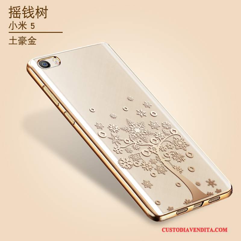 Custodia Mi 5 Silicone Telefono Sottile, Cover Mi 5 Protezione Oro Piccola