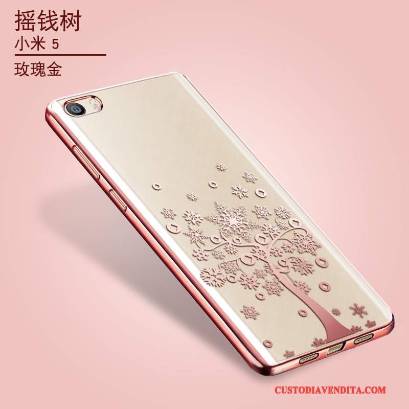 Custodia Mi 5 Silicone Telefono Sottile, Cover Mi 5 Protezione Oro Piccola