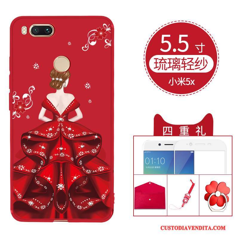 Custodia Mi 5x Cartone Animato Rosso Nuovo, Cover Mi 5x Protezione Piccola Morbido