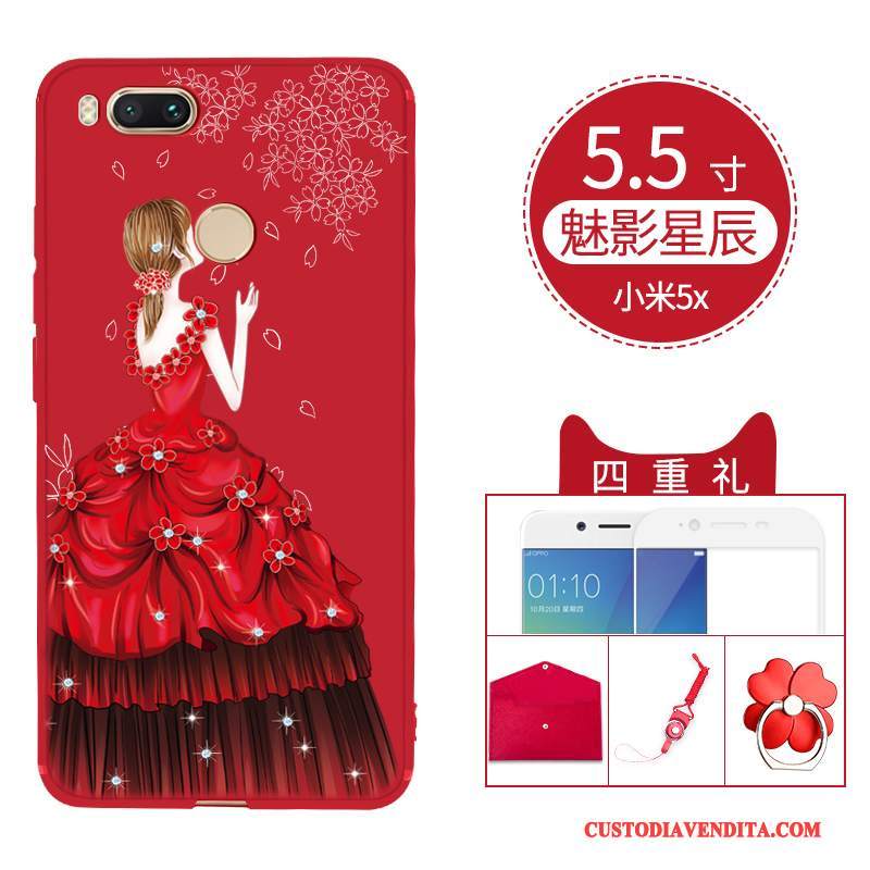 Custodia Mi 5x Cartone Animato Rosso Nuovo, Cover Mi 5x Protezione Piccola Morbido