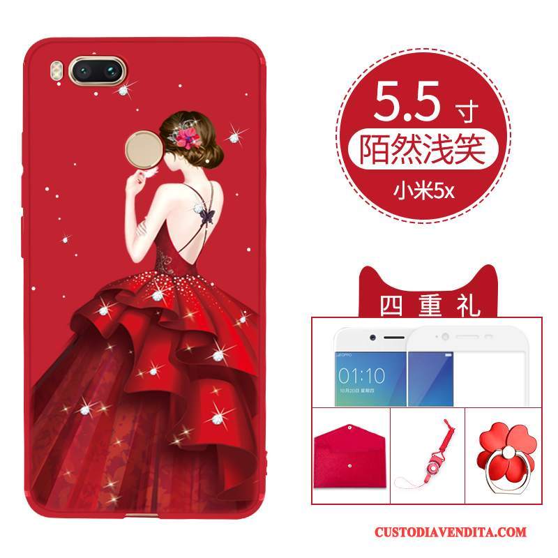 Custodia Mi 5x Cartone Animato Rosso Nuovo, Cover Mi 5x Protezione Piccola Morbido