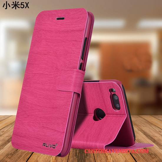 Custodia Mi 5x Protezione Piccola Rosso, Cover Mi 5x Pelle Telefono Rosa