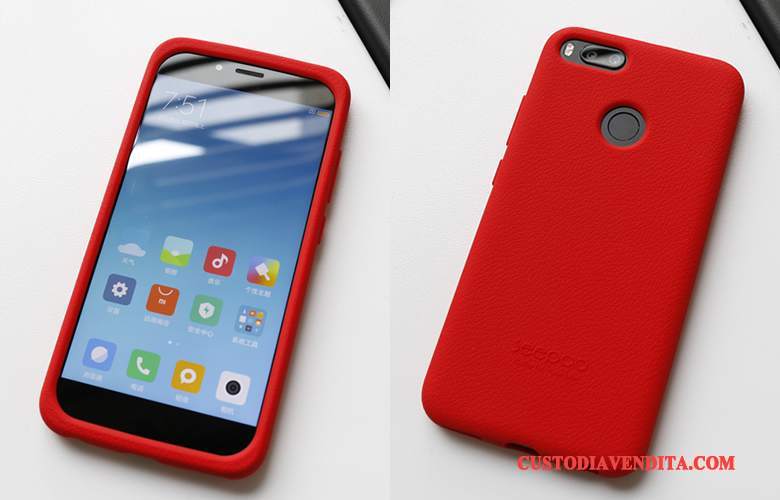 Custodia Mi 5x Silicone Anti-caduta Panno, Cover Mi 5x Protezione Rosso Piccola