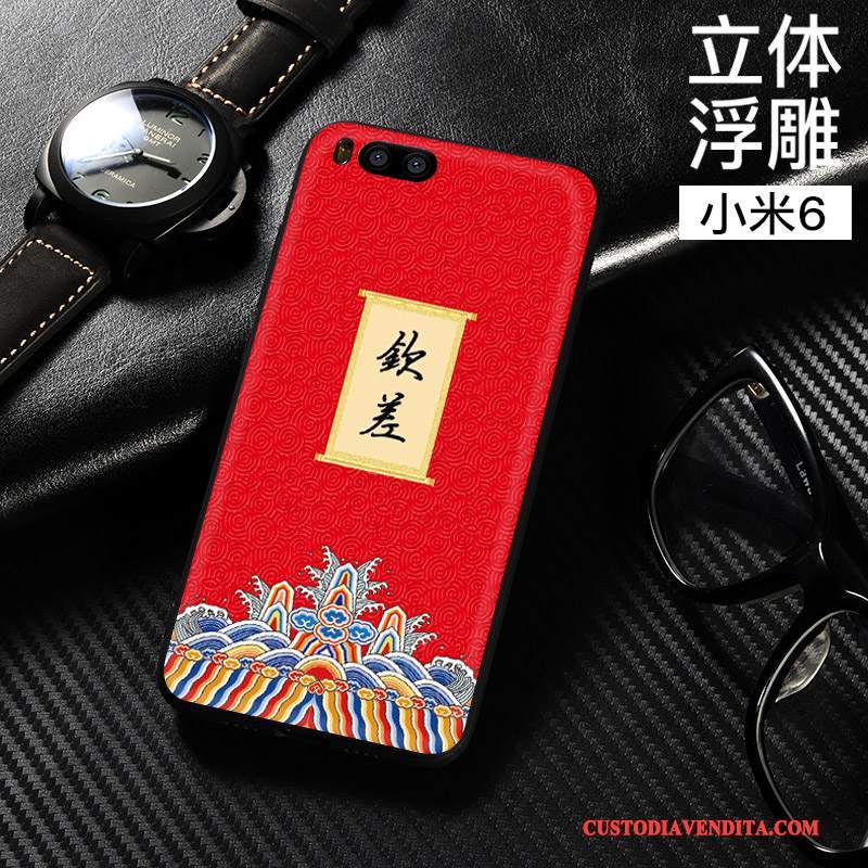 Custodia Mi 6 Goffratura Personalizza Rosso, Cover Mi 6 Protezione Piccola Tendenza