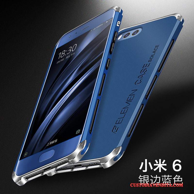 Custodia Mi 6 Silicone Metallo Blu, Cover Mi 6 Protezione Tendenza Difficile