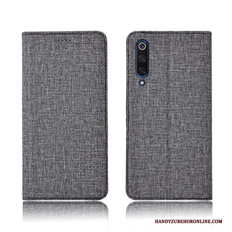 Custodia Mi 9 Protezione Nero Cotone E Lino, Cover Mi 9 Pelle Personalizza Nuovo