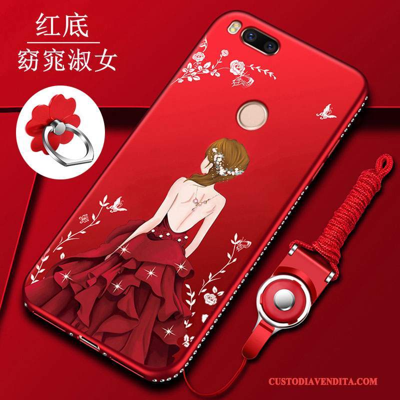 Custodia Mi A1 Creativo Tutto Incluso Ornamenti Appesi, Cover Mi A1 Protezione Rosso Di Personalità