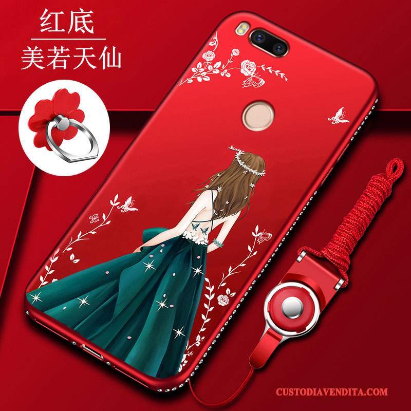 Custodia Mi A1 Creativo Tutto Incluso Ornamenti Appesi, Cover Mi A1 Protezione Rosso Di Personalità