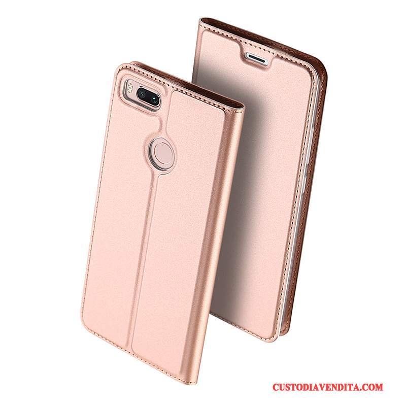 Custodia Mi A1 Protezione Telefono Supporto, Cover Mi A1 Pelle Oro Carta