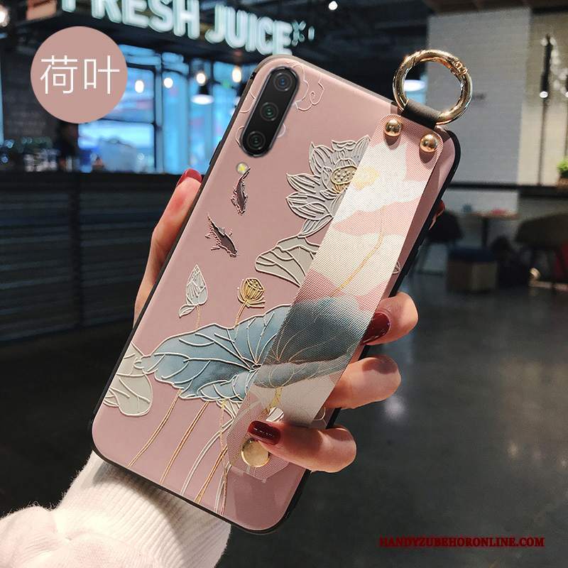 Custodia Mi A3 Goffratura Fiori Arte, Cover Mi A3 Silicone Rossotelefono