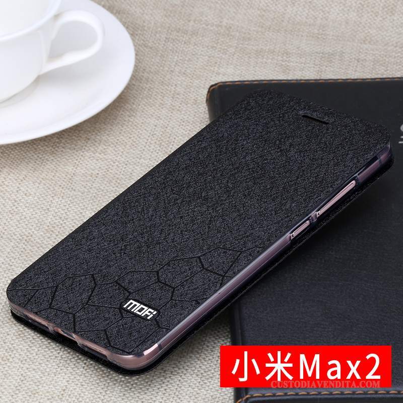 Custodia Mi Max 2 Folio Nero Tutto Incluso, Cover Mi Max 2 Pelle Piccola Anti-caduta