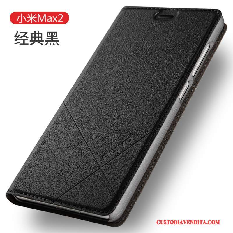 Custodia Mi Max 2 Pelle Oro Anti-caduta, Cover Mi Max 2 Folio Piccolatelefono