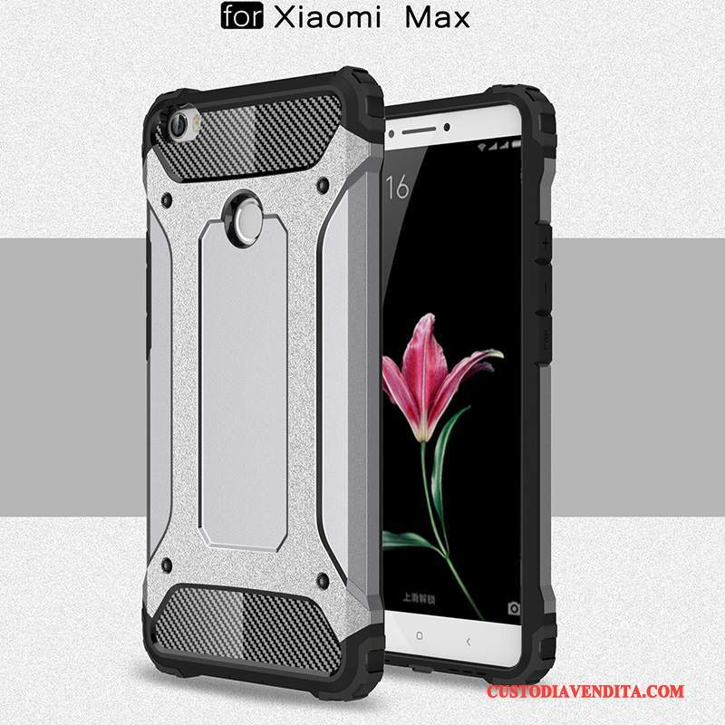 Custodia Mi Max 2 Silicone Argento Piccola, Cover Mi Max 2 Macchiatitelefono