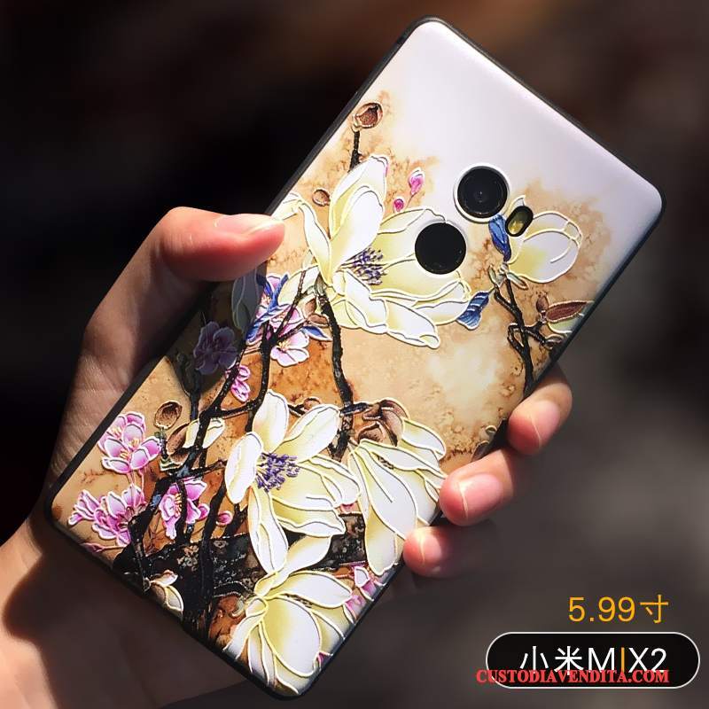 Custodia Mi Mix 2 Creativo Anti-cadutatelefono, Cover Mi Mix 2 Silicone Tutto Incluso Giallo