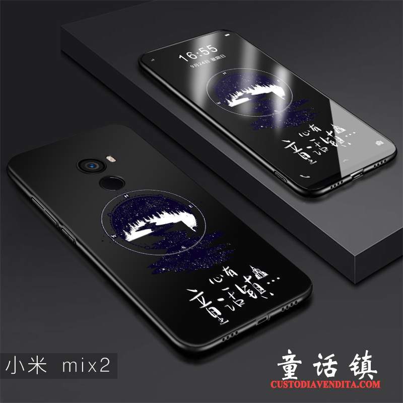 Custodia Mi Mix 2 Creativo Nero Sottile, Cover Mi Mix 2 Protezione Tendenza Di Personalità