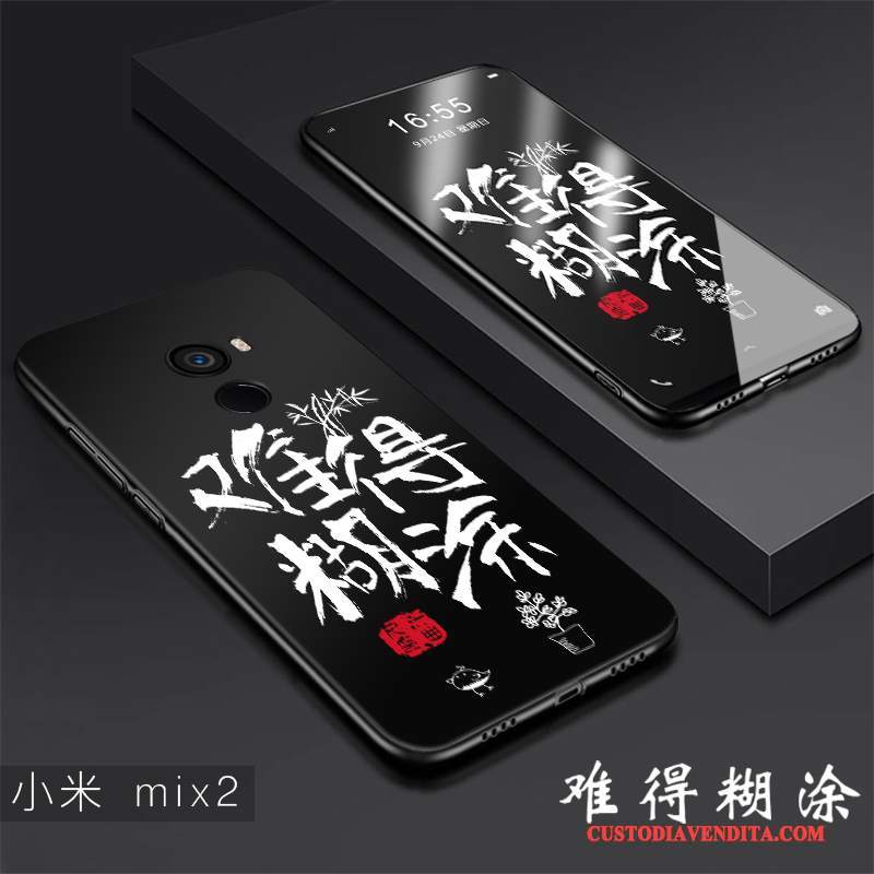 Custodia Mi Mix 2 Creativo Nero Sottile, Cover Mi Mix 2 Protezione Tendenza Di Personalità