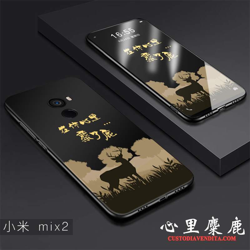 Custodia Mi Mix 2 Creativo Nero Sottile, Cover Mi Mix 2 Protezione Tendenza Di Personalità