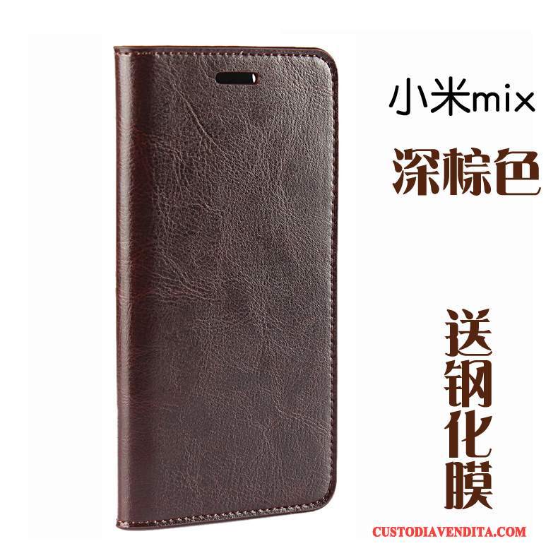 Custodia Mi Mix 2 Folio Anti-caduta Piccola, Cover Mi Mix 2 Pelle Magliatelefono