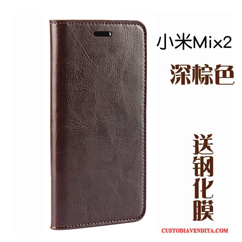 Custodia Mi Mix 2 Folio Anti-caduta Piccola, Cover Mi Mix 2 Pelle Magliatelefono