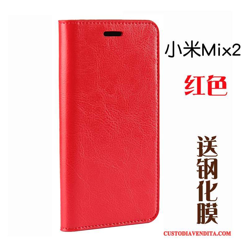 Custodia Mi Mix 2 Folio Anti-caduta Piccola, Cover Mi Mix 2 Pelle Magliatelefono