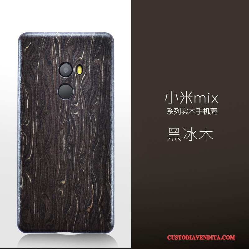 Custodia Mi Mix 2 Legno Massello Telefono Sottile, Cover Mi Mix 2 Protezione Nero Legno