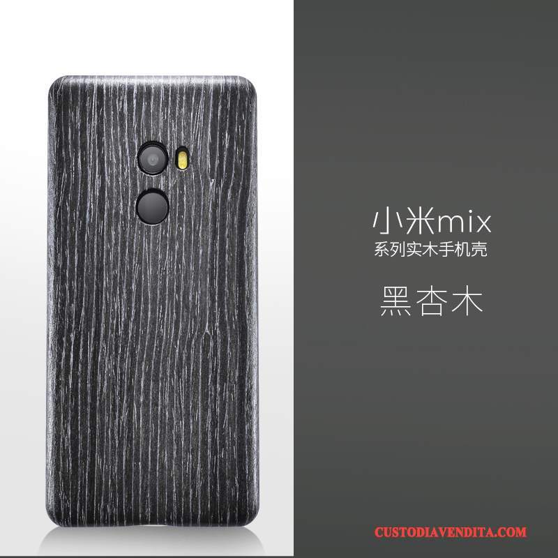 Custodia Mi Mix 2 Legno Massello Telefono Sottile, Cover Mi Mix 2 Protezione Nero Legno