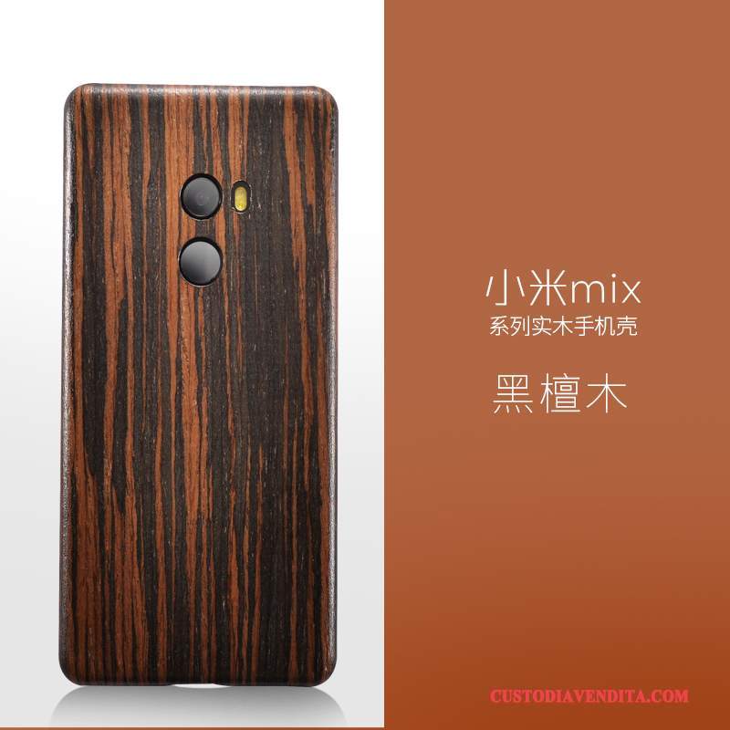 Custodia Mi Mix 2 Legno Massello Telefono Sottile, Cover Mi Mix 2 Protezione Nero Legno