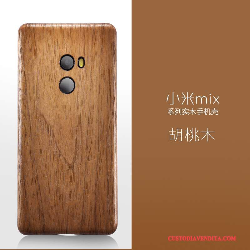 Custodia Mi Mix 2 Legno Massello Telefono Sottile, Cover Mi Mix 2 Protezione Nero Legno