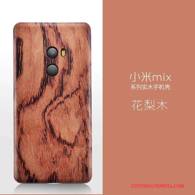 Custodia Mi Mix 2 Legno Massello Telefono Sottile, Cover Mi Mix 2 Protezione Nero Legno