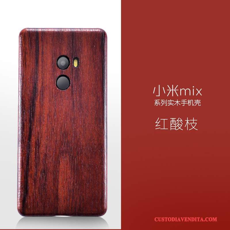 Custodia Mi Mix 2 Legno Massello Telefono Sottile, Cover Mi Mix 2 Protezione Nero Legno