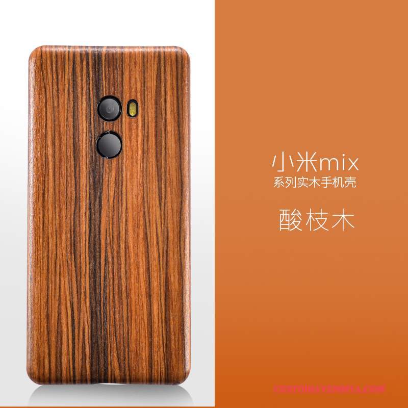 Custodia Mi Mix 2 Legno Massello Telefono Sottile, Cover Mi Mix 2 Protezione Nero Legno